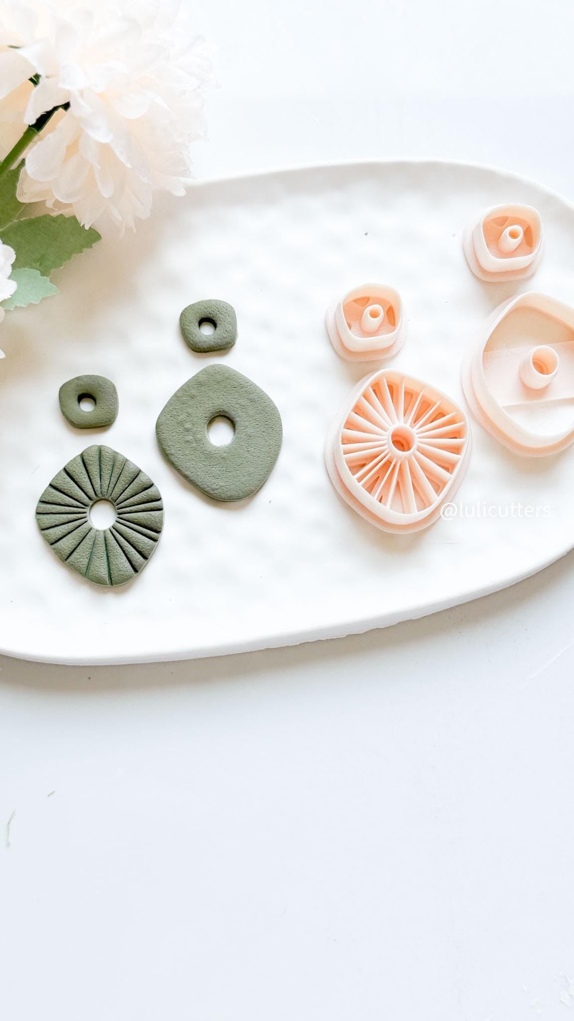 Organic Clay Earring Cutter Set: Plain & Lined DIY Jewelry Making