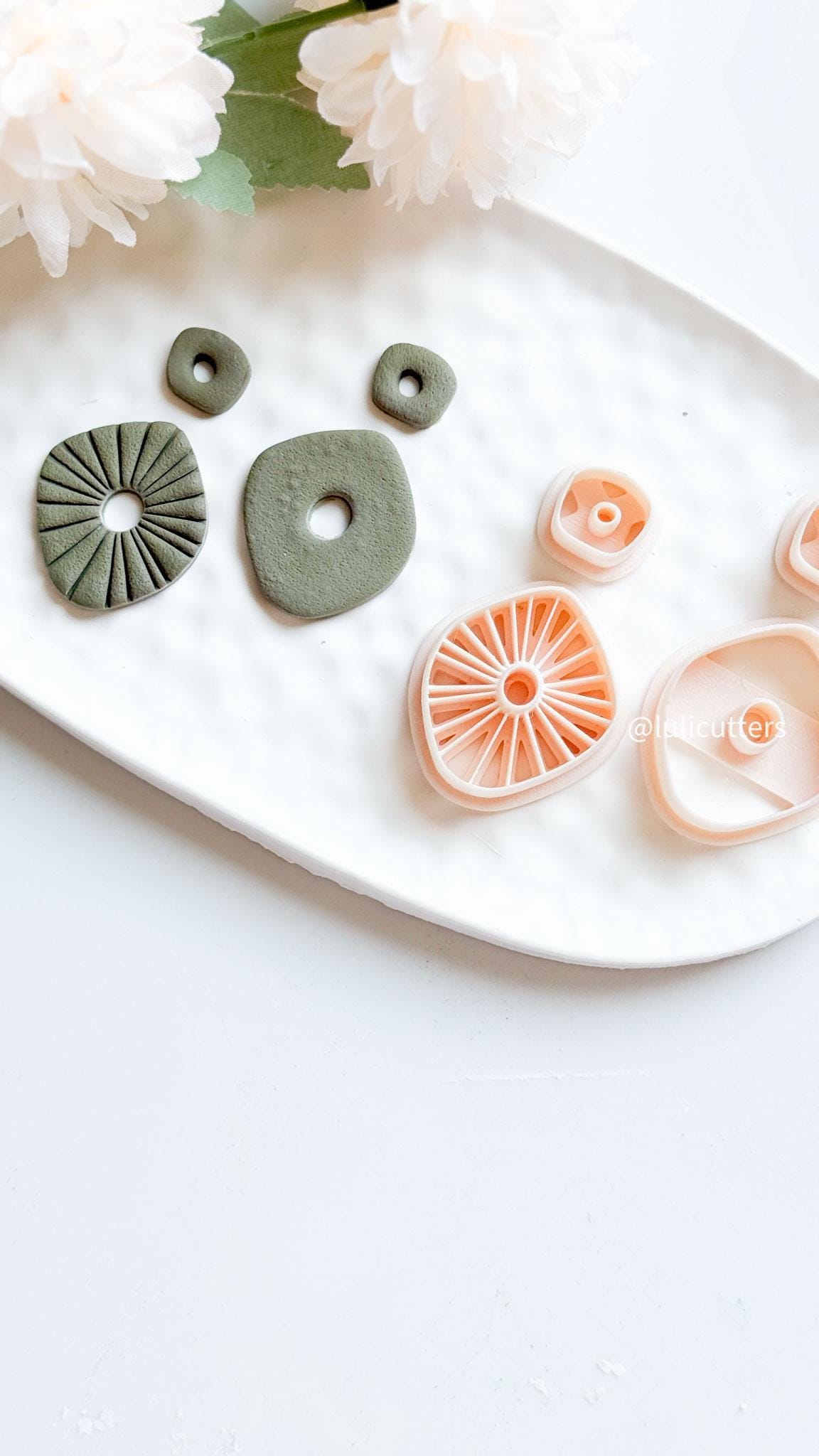 Organic Clay Earring Cutter Set: Plain & Lined DIY Jewelry Making