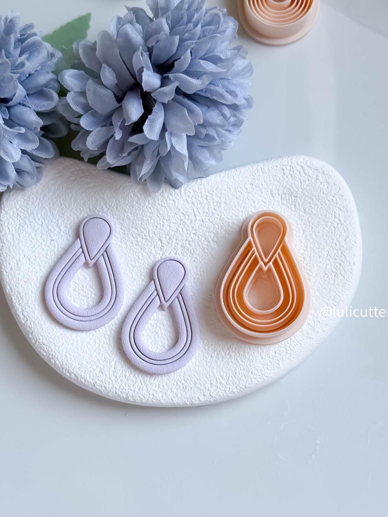 Layered Drop Clay Earring Cutter One-Piece Cutter with Built-In Teardrop Topper