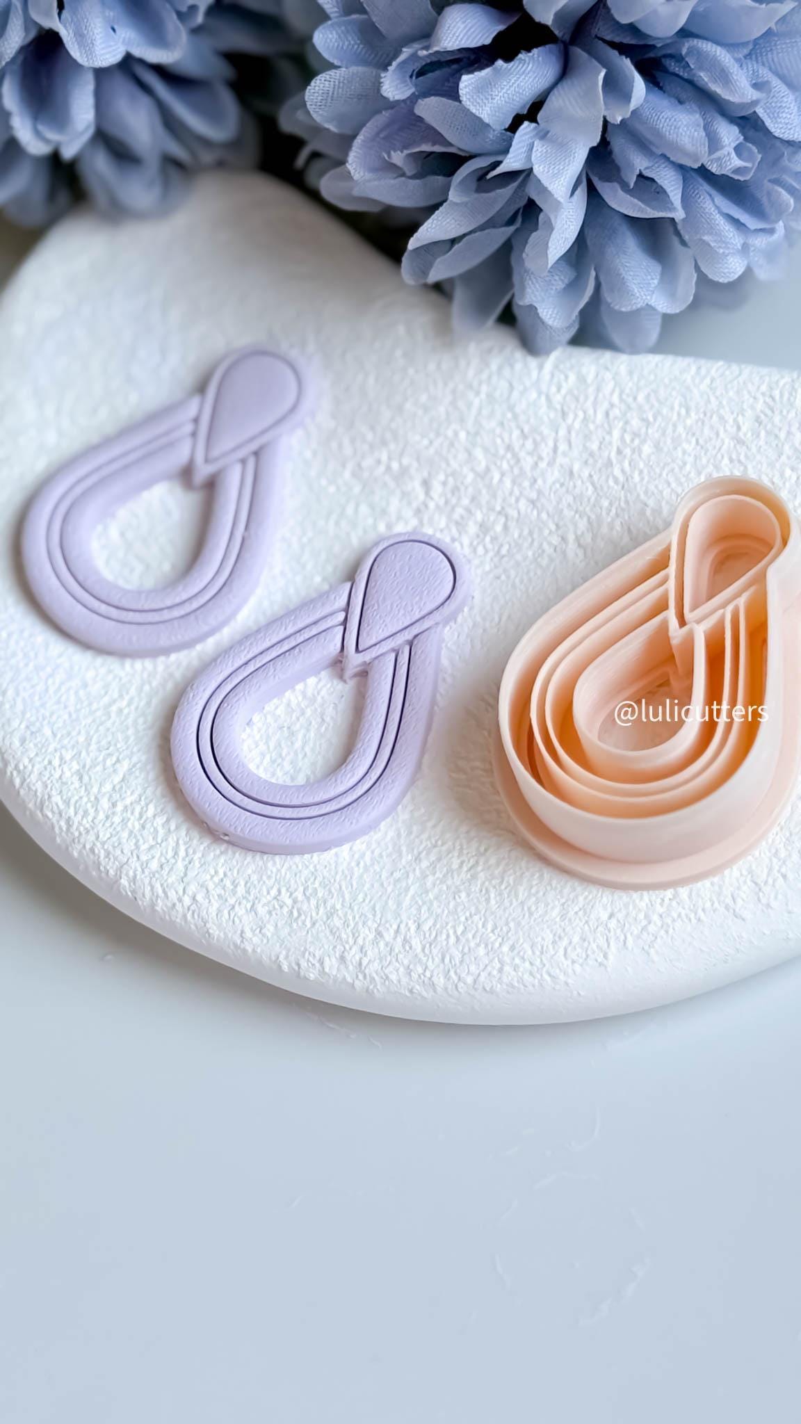 Layered Drop Clay Earring Cutter One-Piece Cutter with Built-In Teardrop Topper