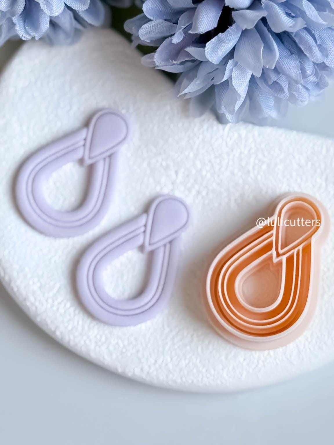 Layered Drop Clay Earring Cutter One-Piece Cutter with Built-In Teardrop Topper