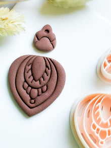Polymer Clay Teardrop Cutter Set with Topper and Imprint Details