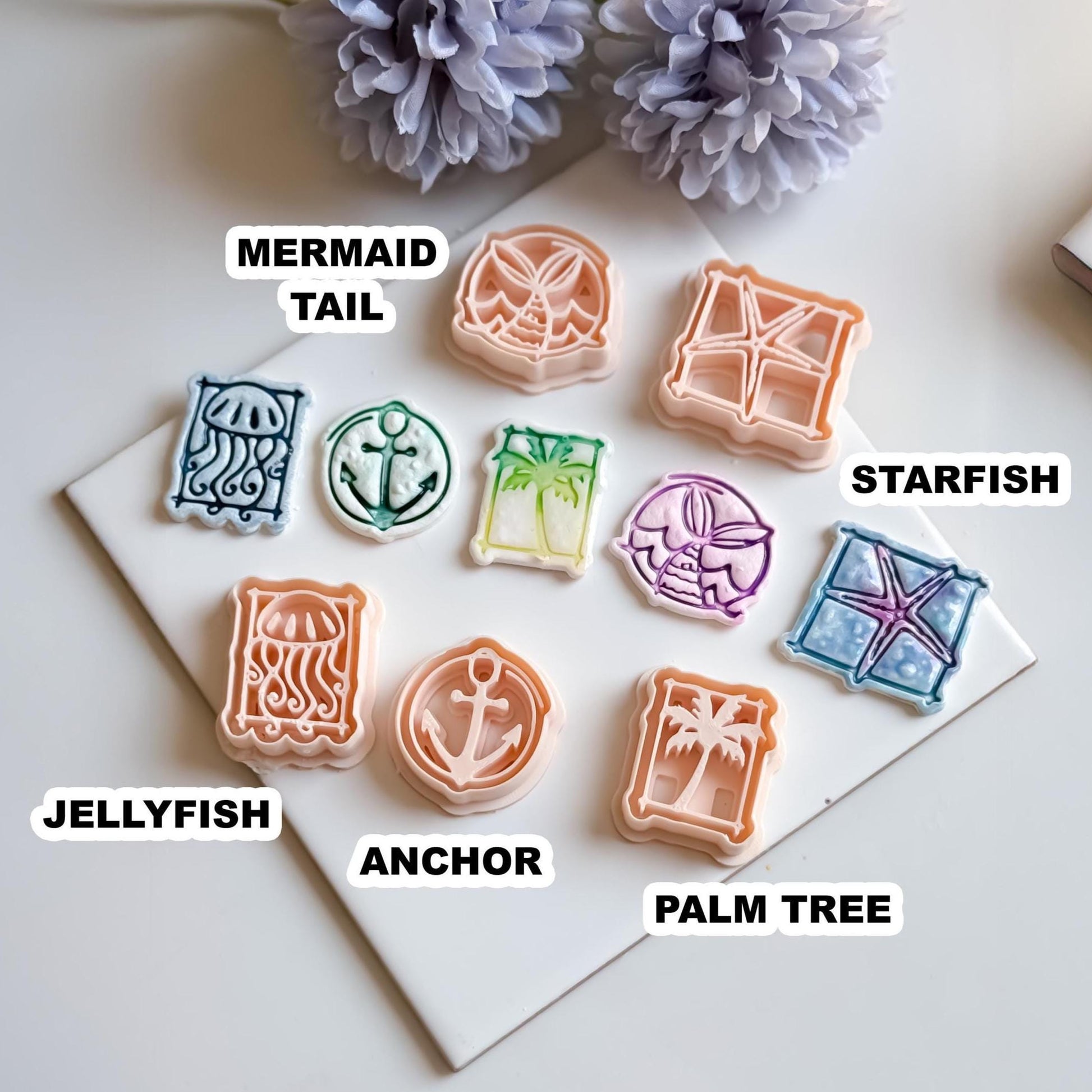 Tiki Summer Polymer Clay Cutters: Ocean Theme Mold Set