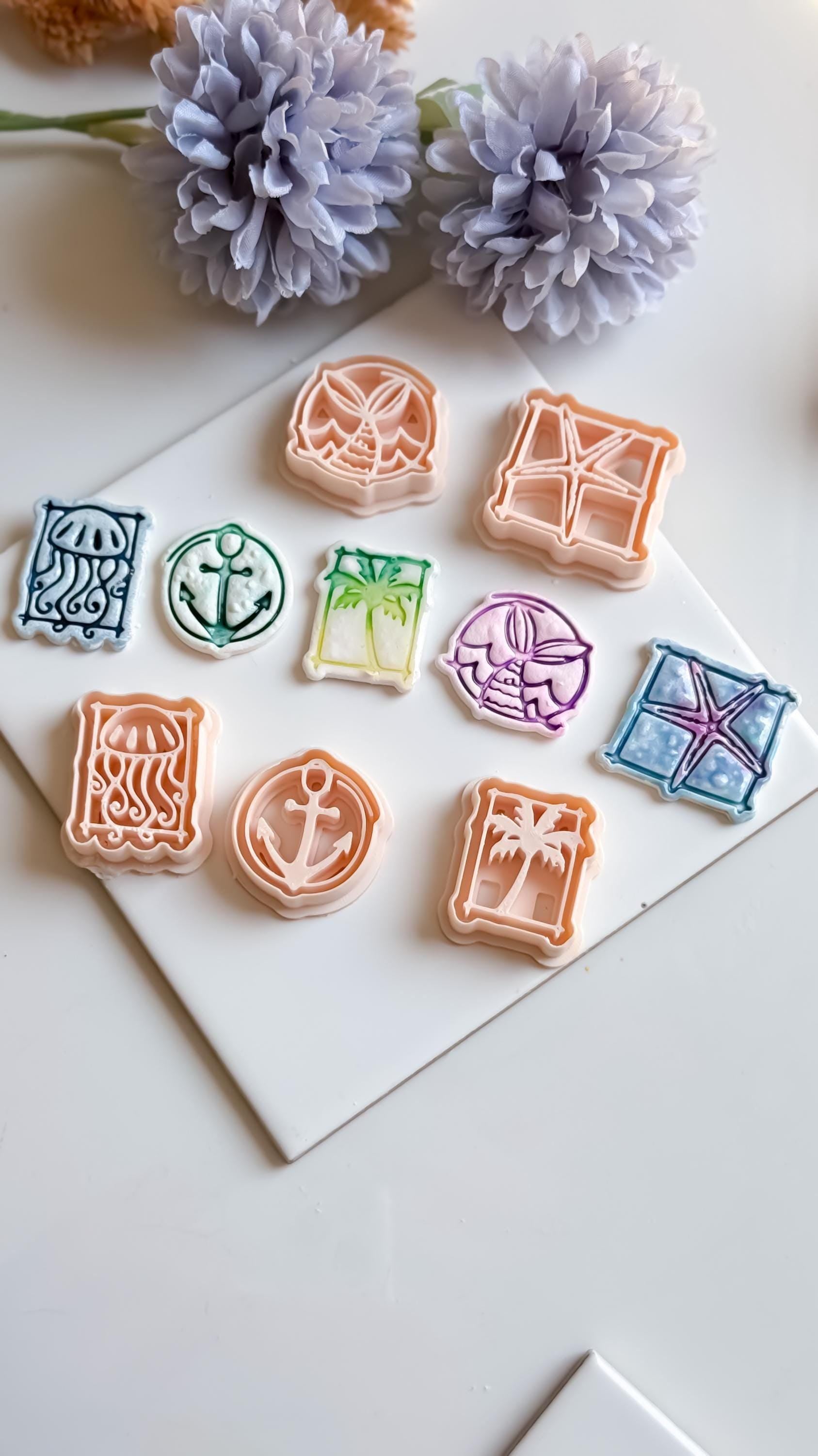 Tiki Summer Polymer Clay Cutters: Ocean Theme Mold Set