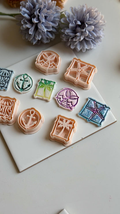 Tiki Summer Polymer Clay Cutters: Ocean Theme Mold Set