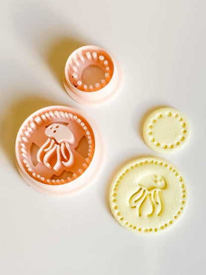 Jellyfish Clay Cutter Set Includes Ocean Dot Frame + Matching Topper