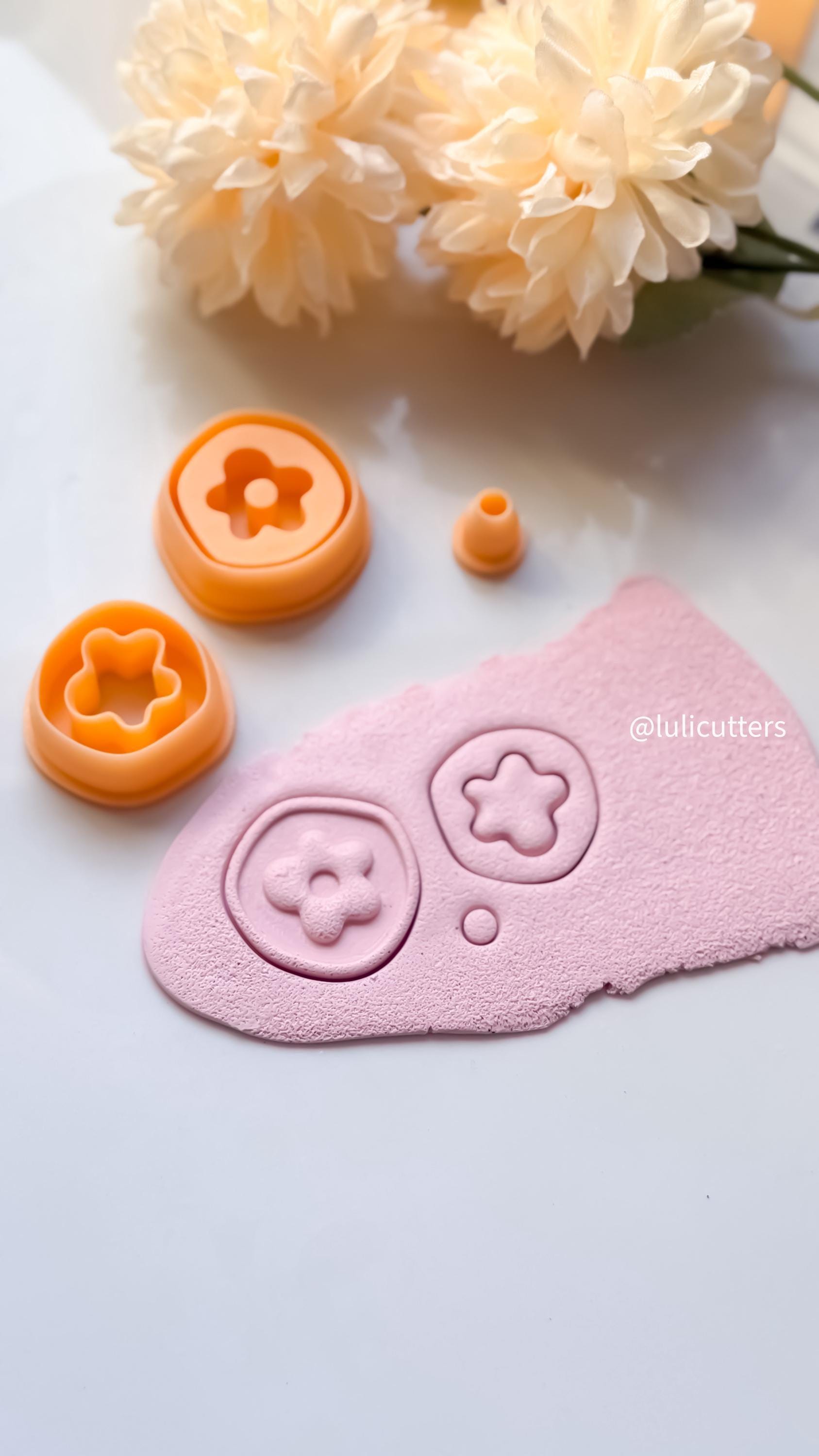 Organic Flower Stamp Earrings | Polymer Clay Jewelry Tool | Boho Floral Pattern