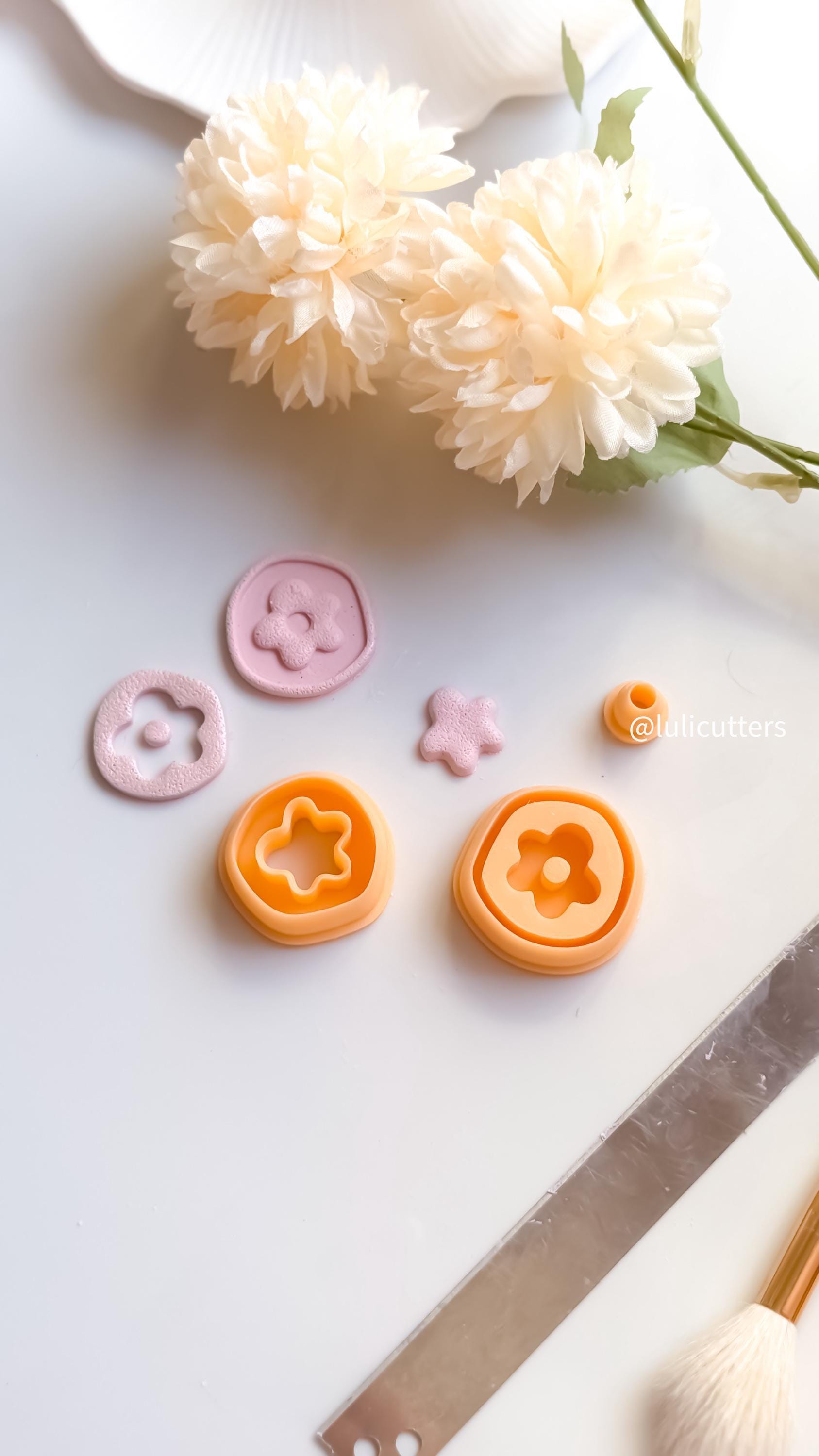 Organic Flower Stamp Earrings | Polymer Clay Jewelry Tool | Boho Floral Pattern