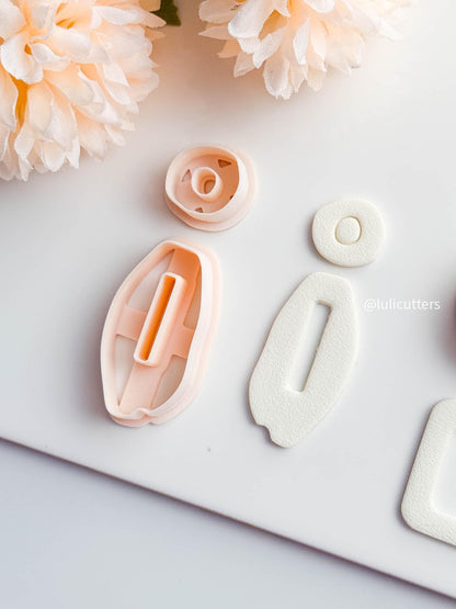 Organic Oval Cutout Earring Cutter Set Includes Topper + Vertical Frame Base