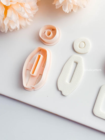 Organic Oval Cutout Earring Cutter Set Includes Topper + Vertical Frame Base