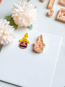 Witch Hat Pumpkin Cutter: Polymer Clay Halloween Earrings, Charms - 45mm