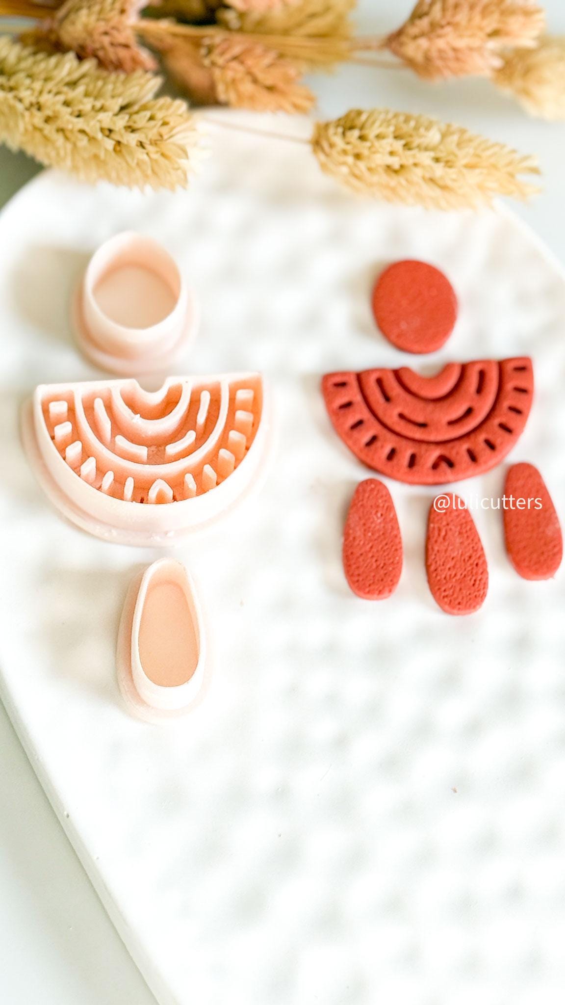 Boho Arch Clay Earring Cutter Set Circle Top with Half Arch and Drops