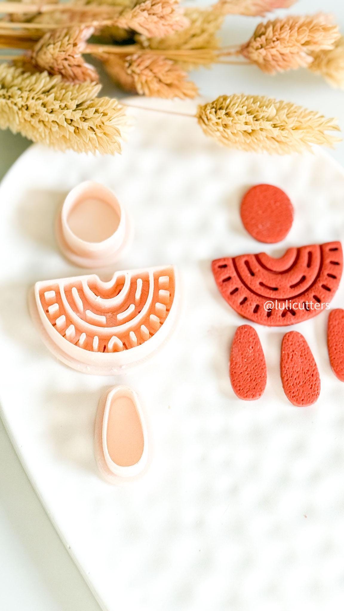 Boho Arch Clay Earring Cutter Set Circle Top with Half Arch and Drops
