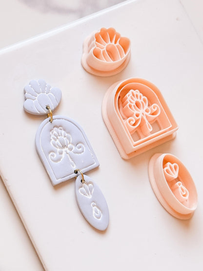 Arch Floral Polymer Clay Cutter Set Boho Window Earring Shapes