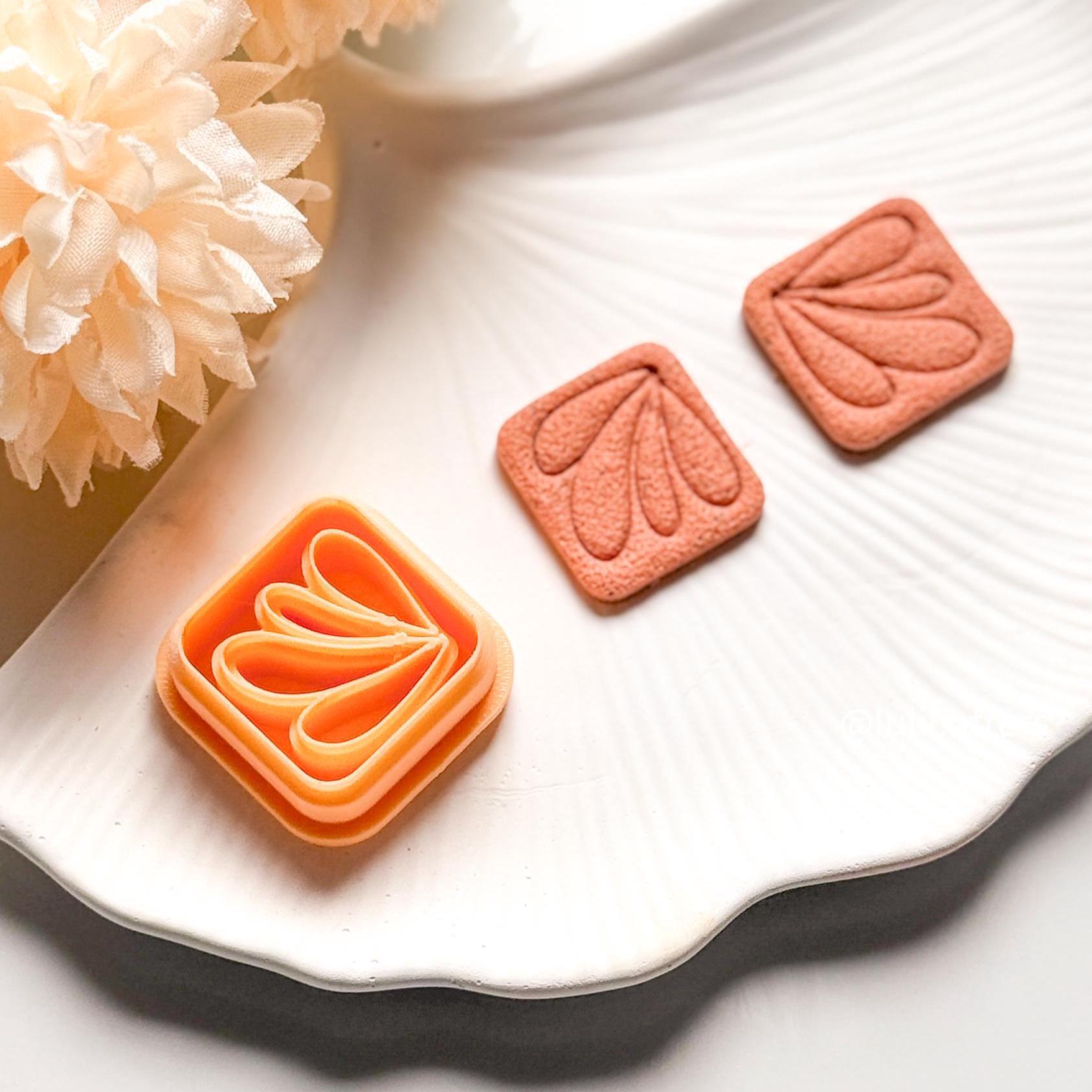 Square Floral Polymer Clay Earring Cutter Geometric Petal Drop Cutter for DIY Jewelry