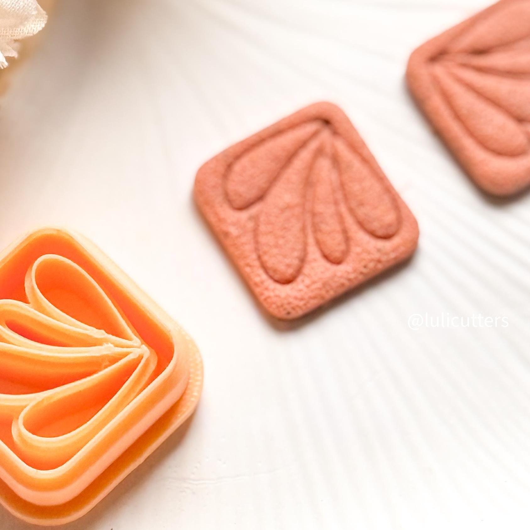 Square Floral Polymer Clay Earring Cutter Geometric Petal Drop Cutter for DIY Jewelry