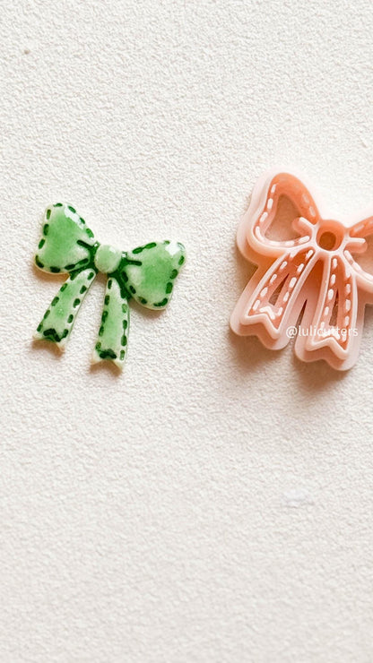 Stitched Bow Clay Cutter 25mm Faux Stitch Detail for Earrings or Charms