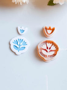 Bloom Imprint Clay Earring Cutter Set 2-Piece Floral Design with Topper + Scalloped Base