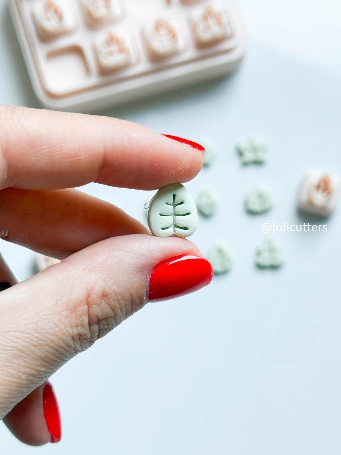 Mini Leaf Clay Earring Cutter Set Includes 12 Micro Leaf Shapes + Storage Case
