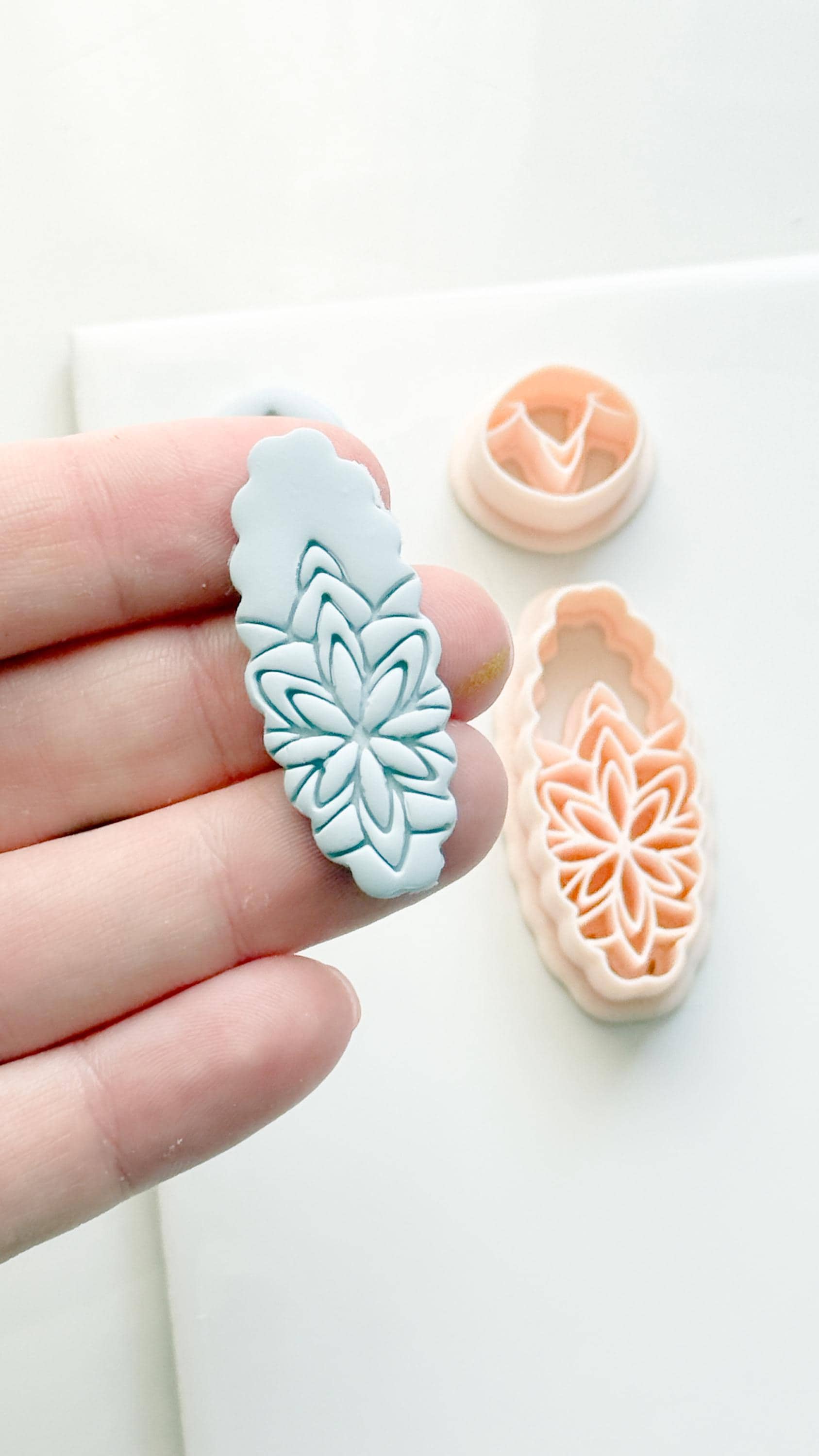 Oval Floral Polymer Clay Cutter Embossed Botanical Earring Shape