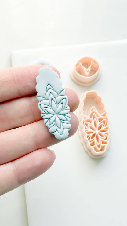 Oval Floral Polymer Clay Cutter Embossed Botanical Earring Shape