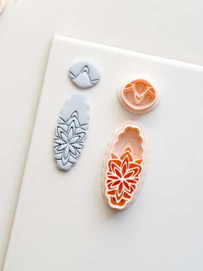 Oval Floral Polymer Clay Cutter Embossed Botanical Earring Shape