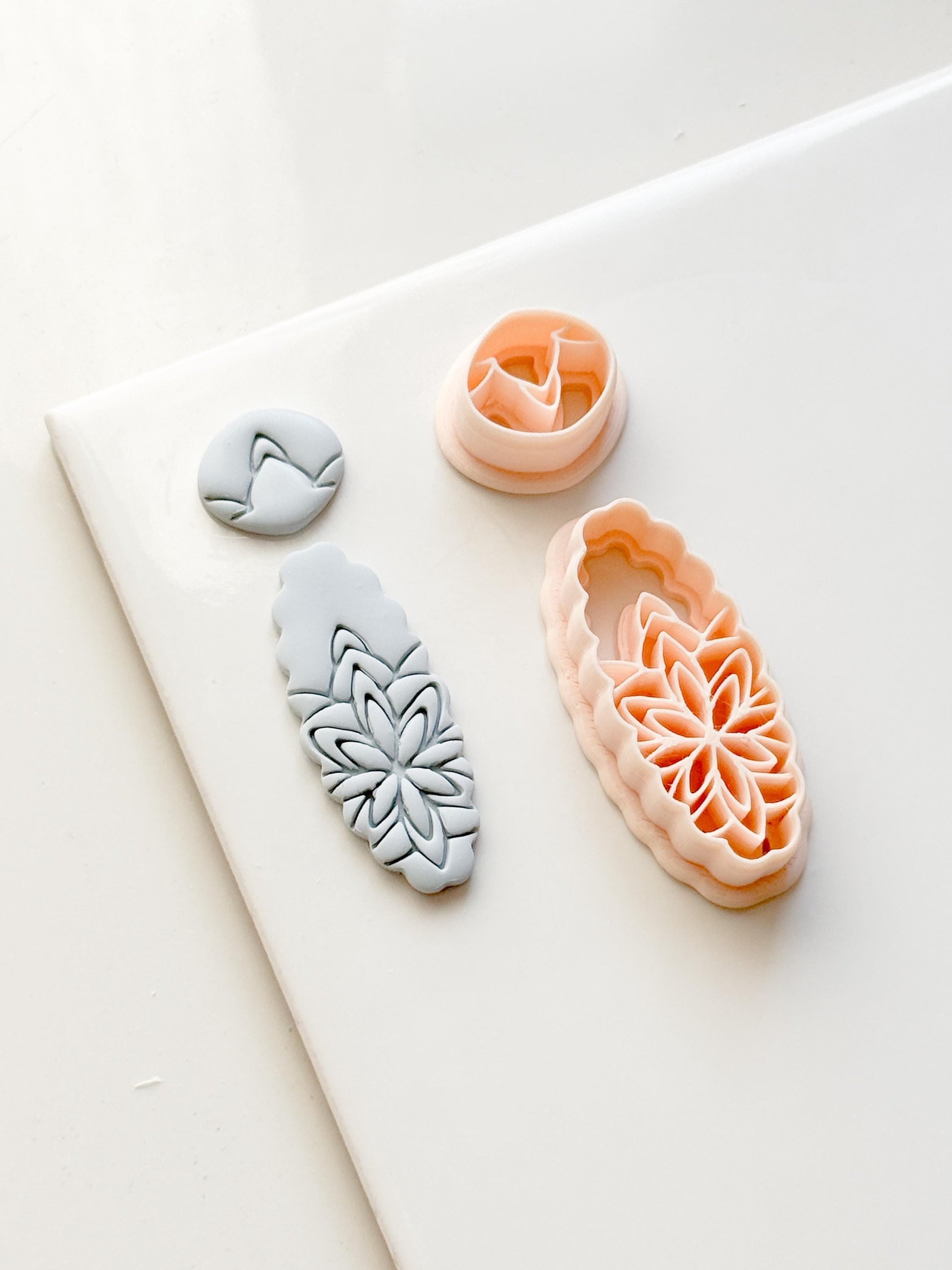 Oval Floral Polymer Clay Cutter Embossed Botanical Earring Shape