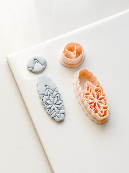 Oval Floral Polymer Clay Cutter Embossed Botanical Earring Shape