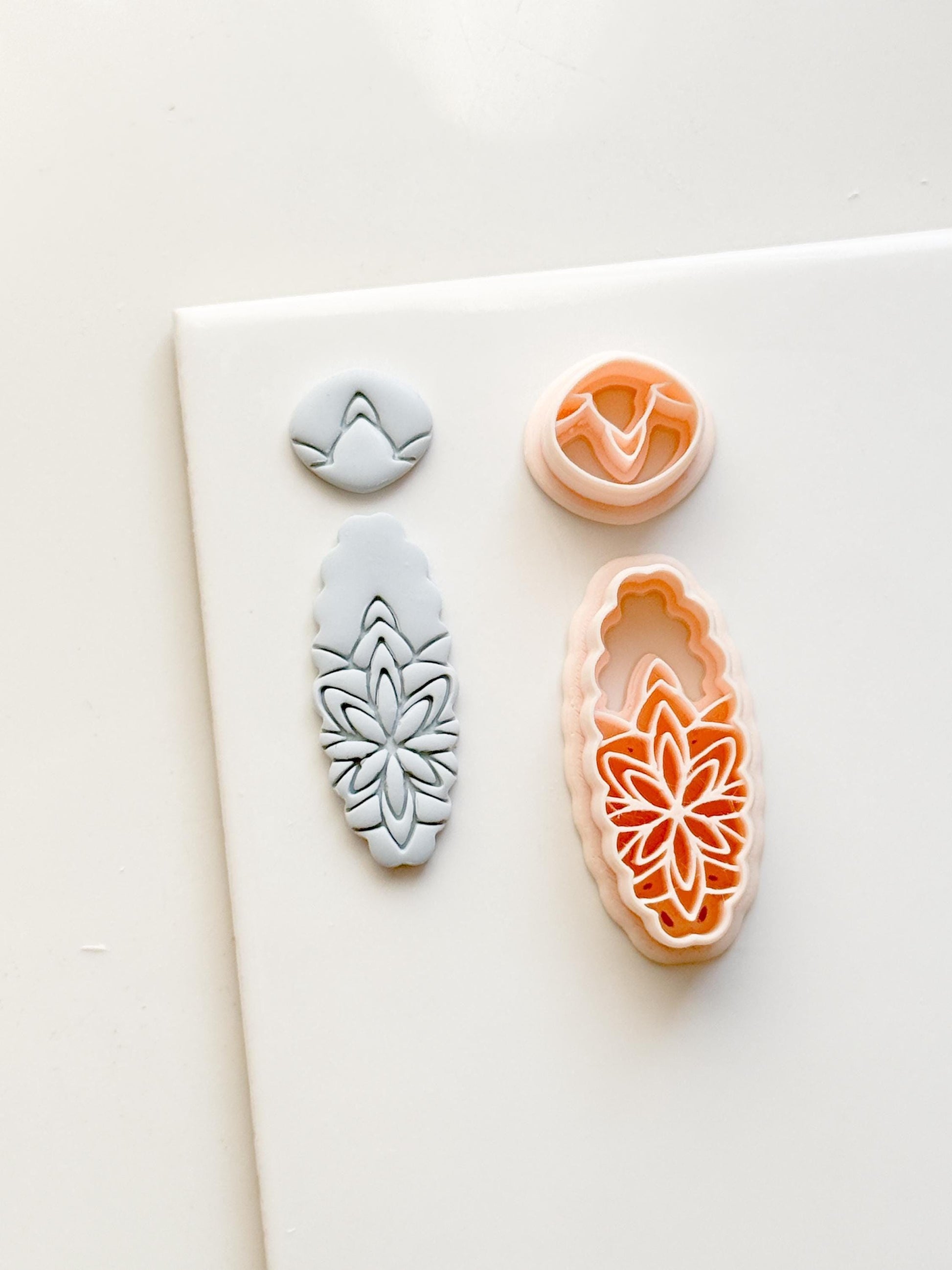Oval Floral Polymer Clay Cutter Embossed Botanical Earring Shape
