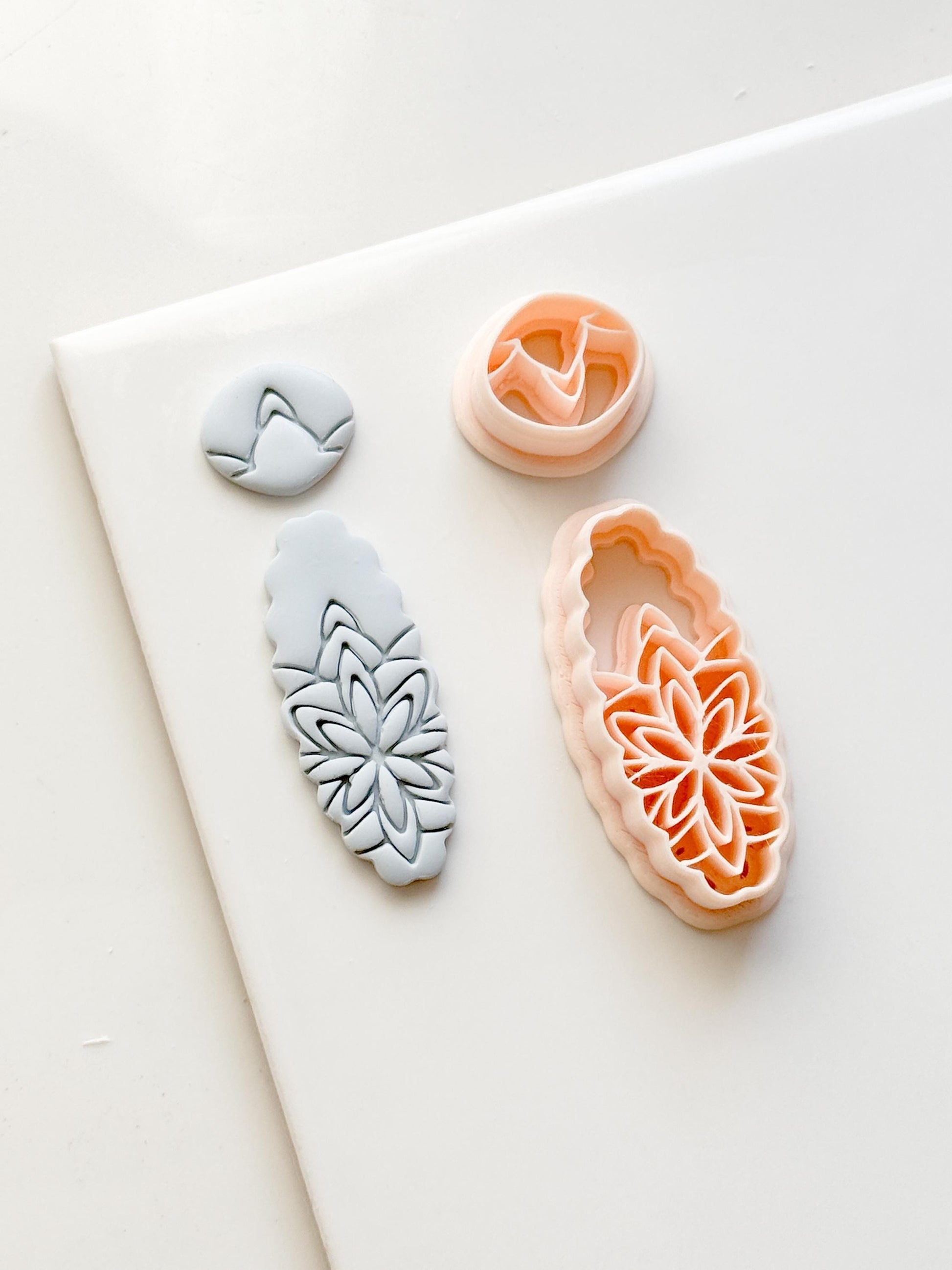 Oval Floral Polymer Clay Cutter Embossed Botanical Earring Shape