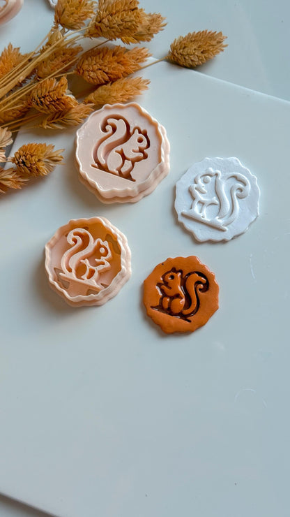 Squirrel Clay Cutter Set: Woodland Jewelry Molds - 35/40mm
