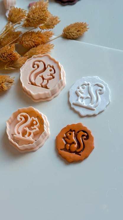 Squirrel Clay Cutter Set: Woodland Jewelry Molds - 35/40mm