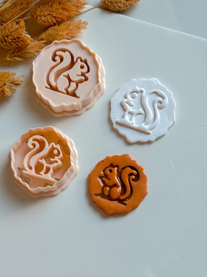 Squirrel Clay Cutter Set: Woodland Jewelry Molds - 35/40mm