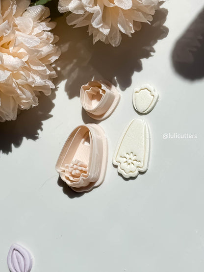 Floral Clay Earring Cutter Set Includes Base Shape + Matching Topper