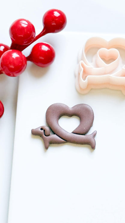 Dachshund Heart Clay Cutter – Polymer Clay Earring or Pendant Shape