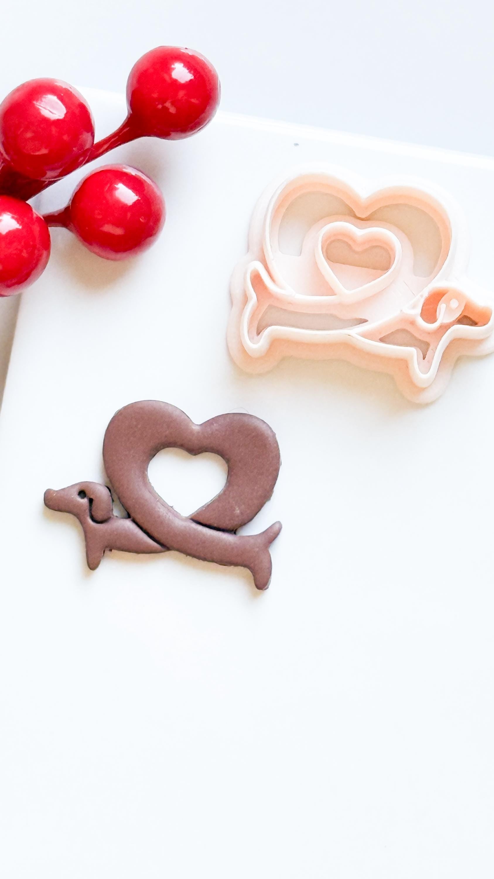 Dachshund Heart Clay Cutter – Polymer Clay Earring or Pendant Shape
