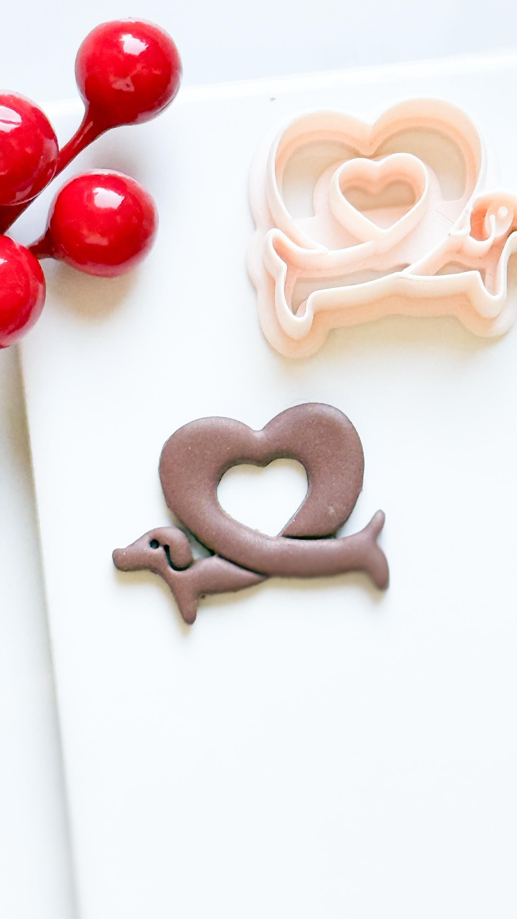 Dachshund Heart Clay Cutter – Polymer Clay Earring or Pendant Shape