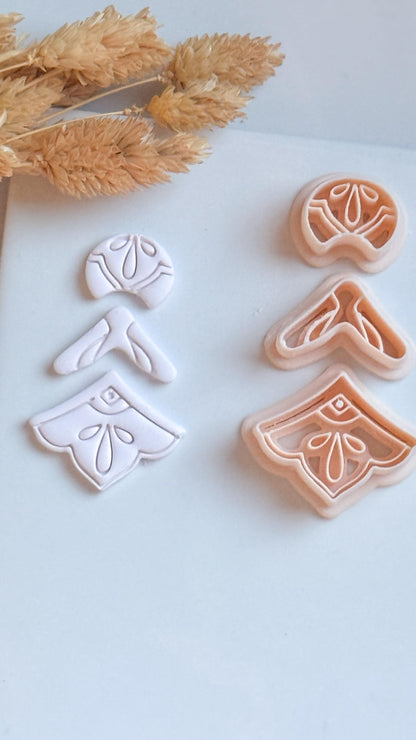 Ornate 3-Piece Clay Cutter Set: Layered Earring Shape for Polymer Clay