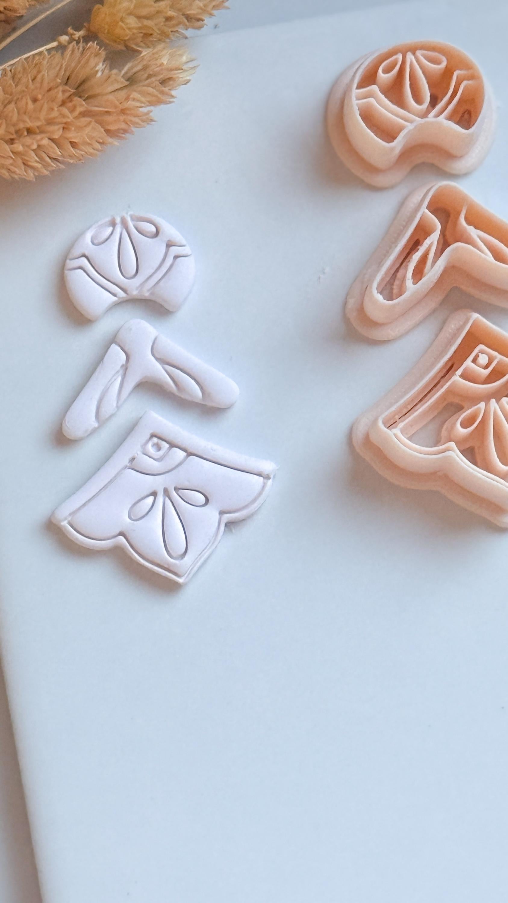 Ornate 3-Piece Clay Cutter Set: Layered Earring Shape for Polymer Clay