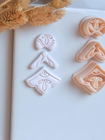 Ornate 3-Piece Clay Cutter Set: Layered Earring Shape for Polymer Clay