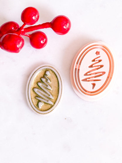 Oval Christmas Tree Clay Cutter: Holiday Earring Design