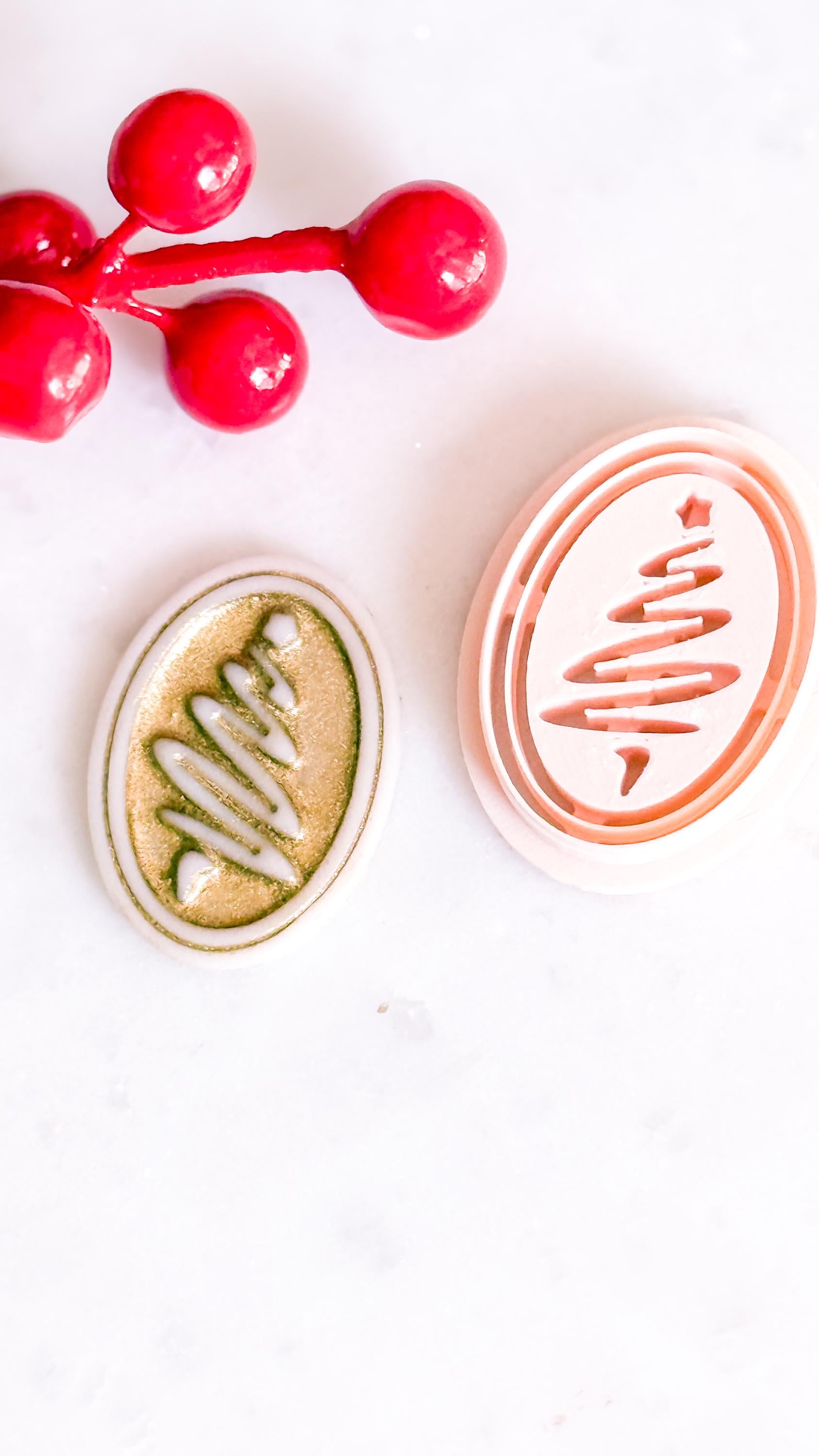 Oval Christmas Tree Clay Cutter: Holiday Earring Design