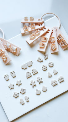 Christmas Mini Clay Cutter Set – Holiday Polymer Clay Stud Shapes: Mug, Star, Tree, Gingerbread