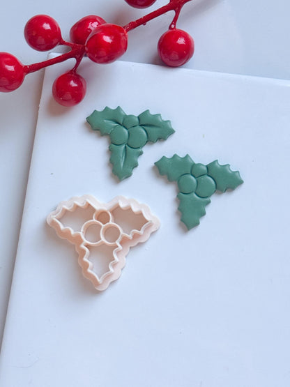 Holly Leaf Clay Cutter: Christmas Earring Design (25-51mm)
