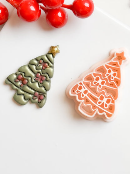 Christmas Tree Polymer Clay Cutter Festive Bow Design for Earrings & Jewelry