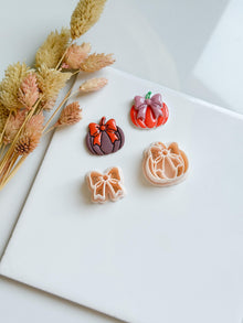 Pumpkin with Bow Clay Cutter: Halloween Polymer Clay Jewelry Mold