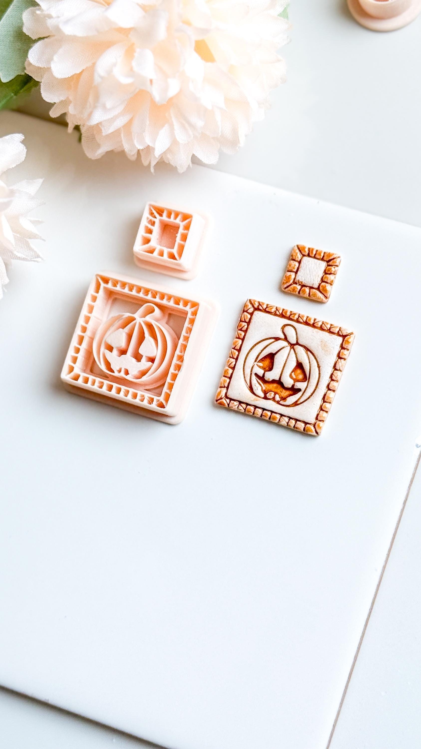 Jack-O'-Lantern Clay Cutter Set: Halloween Pumpkin Polymer Clay Earrings