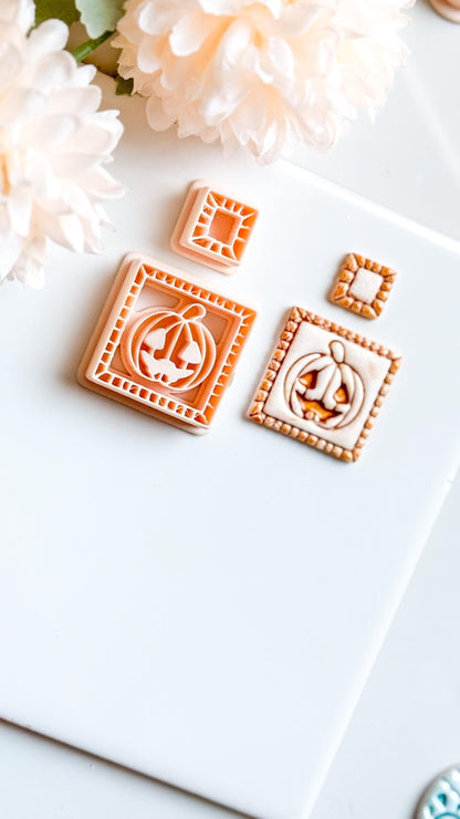 Jack-O'-Lantern Clay Cutter Set: Halloween Pumpkin Polymer Clay Earrings
