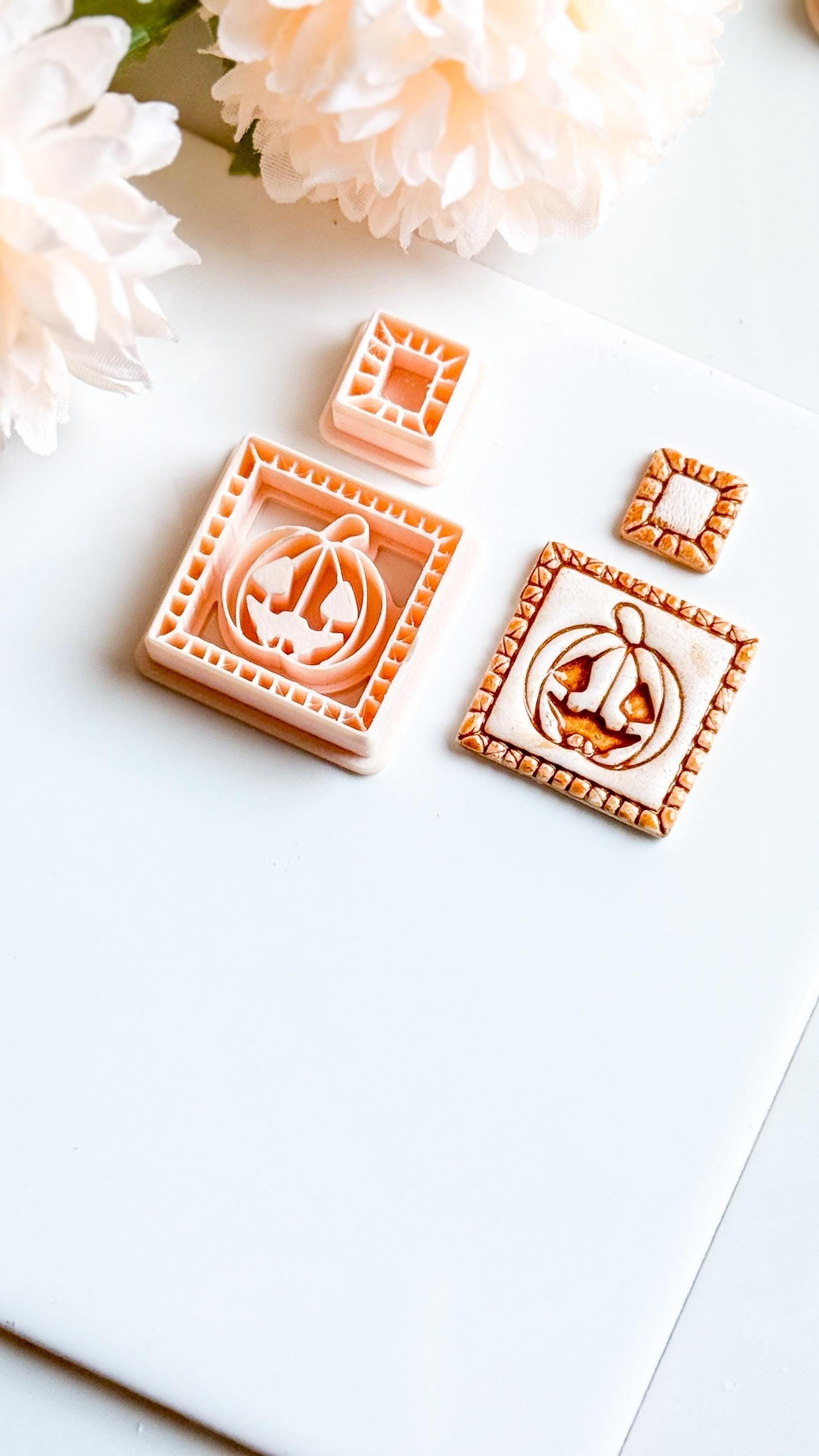 Jack-O'-Lantern Clay Cutter Set: Halloween Pumpkin Polymer Clay Earrings
