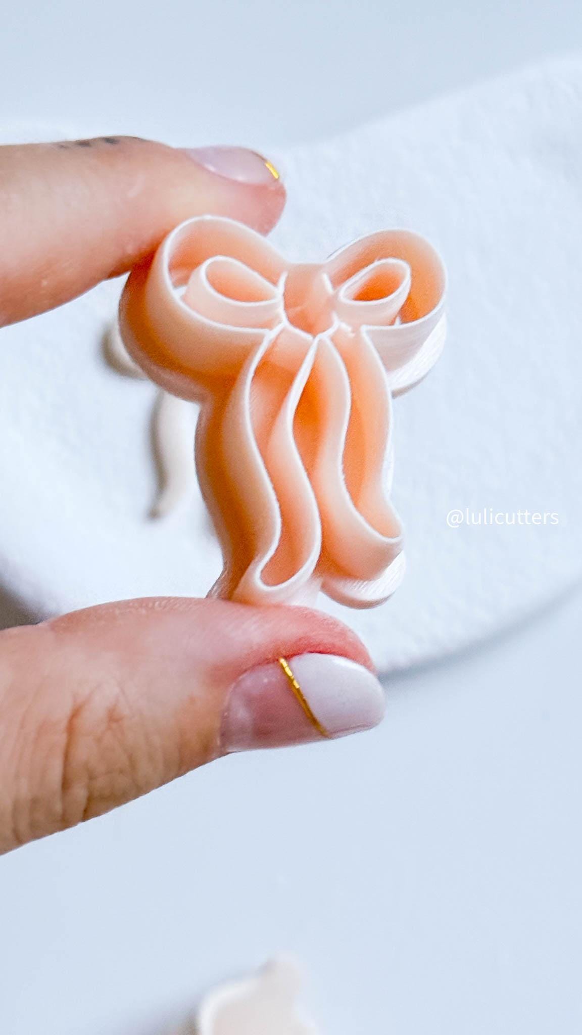 Elegant Ribbon Bow Clay Cutter: 38mm Delicate Earring Design
